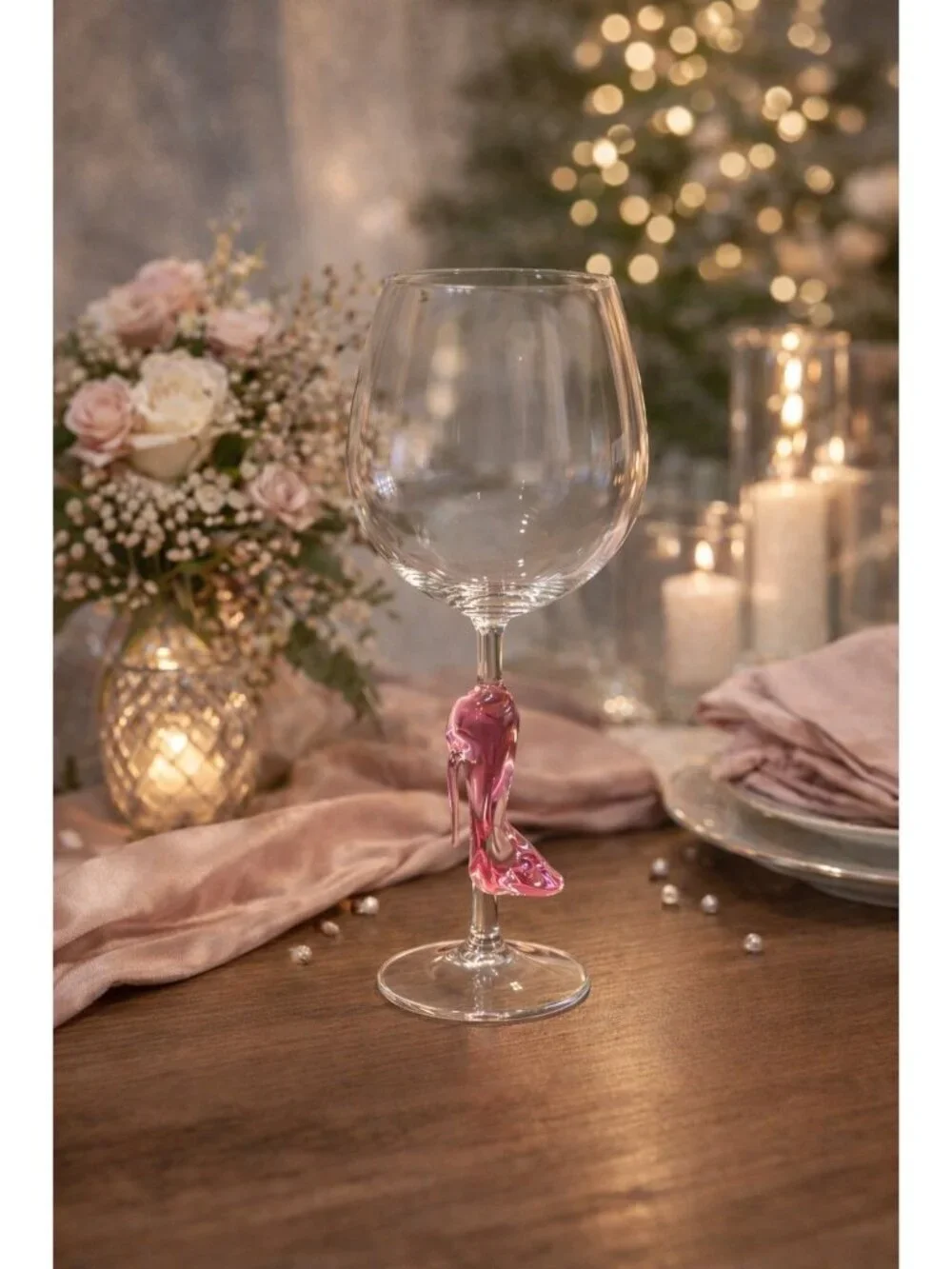 New Girly Pink Red Wine Glasses Cup W/ Glass High Heel Stem Birthday Mothers Day